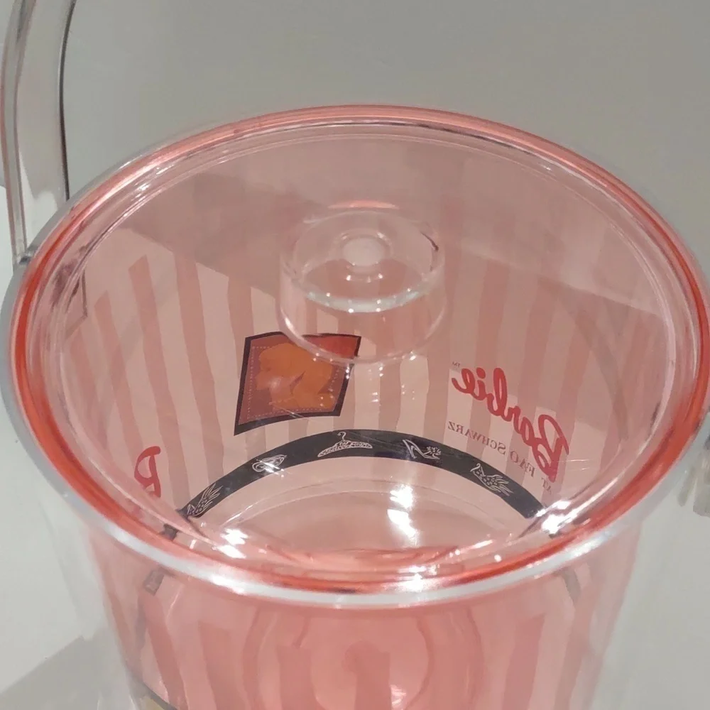 FAO Schwarz 1995 Barbie Ice Bucket Pink Acrylic MCM Style Vintage